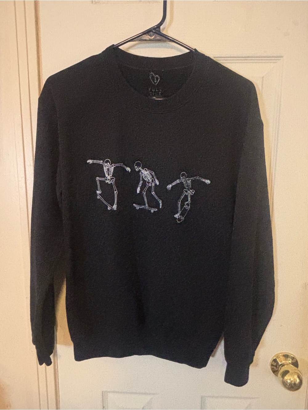 Full Tilt Black Crewneck with Skate Skeleton Graphic
